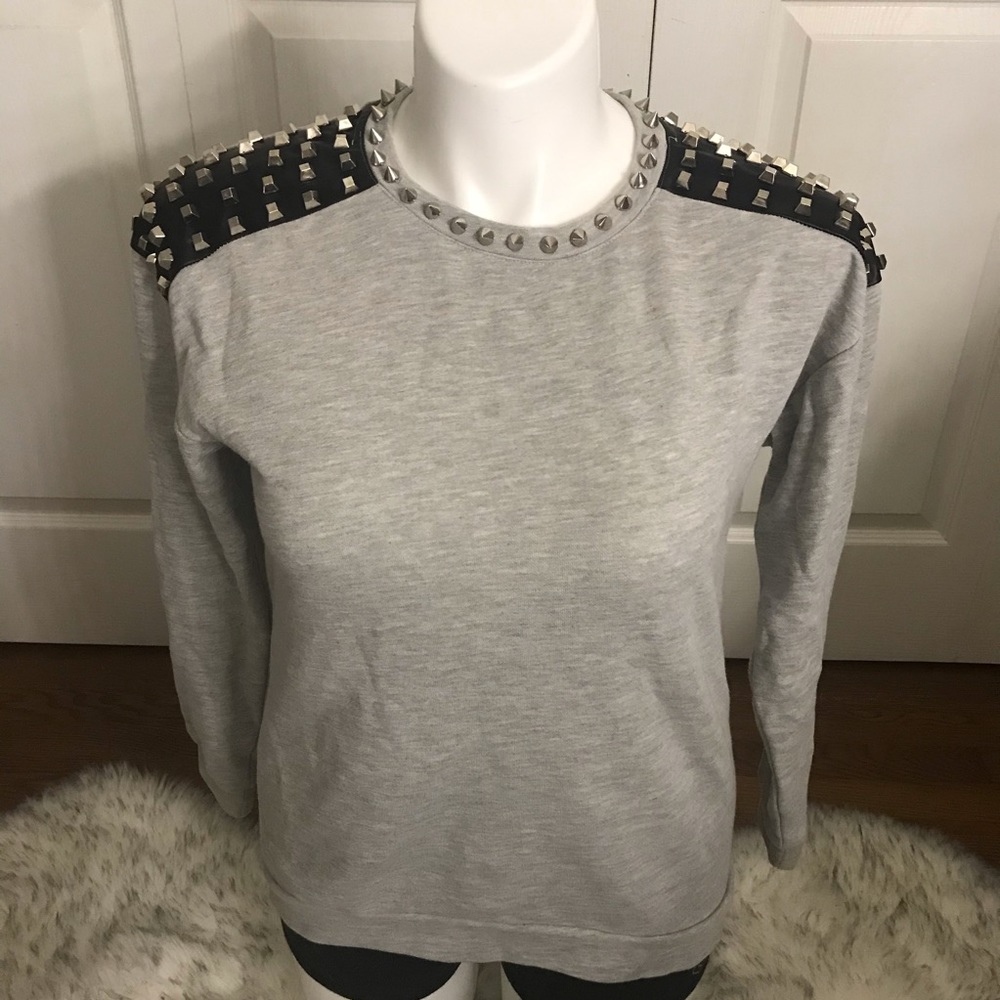Forever 21 studded leather grey gray long sleeve